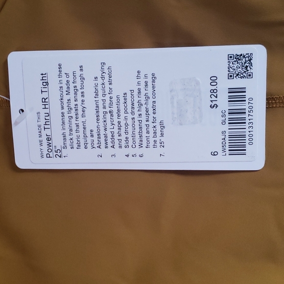 Lululemon Power Thru HR Tight  25" size 6 NWT Glossy Spice - Picture 5 of 8